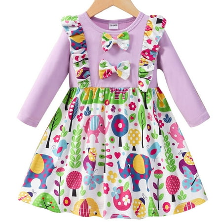 Popshion Toddler Girls Dinosaur Bowknot Dress Color Block Round Neck Casual Mid-length Fall Dress
Popshion Toddler Girls Dinosaur Bowknot Dress Color Block Round Neck Casual Mid-length Fall Dress