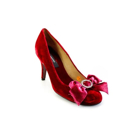 Pre-owned|Lanvin Womens Velvet Jeweled Bow Pumps Red Pink Size 38 8