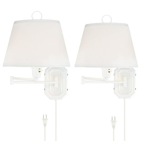 Barnes and Ivy Amelie Country Cottage Swing Arm Wall Lamps Set of 2 White Plug-in Light Fixture Pleated Fabric Bell Shade for Bedroom Living Room Home
Barnes and Ivy Amelie Country Cottage Swing Arm Wall Lamps Set of 2 White Plug-in Light Fixture Pleated Fabric Bell Shade for Bedroom Living Room Home