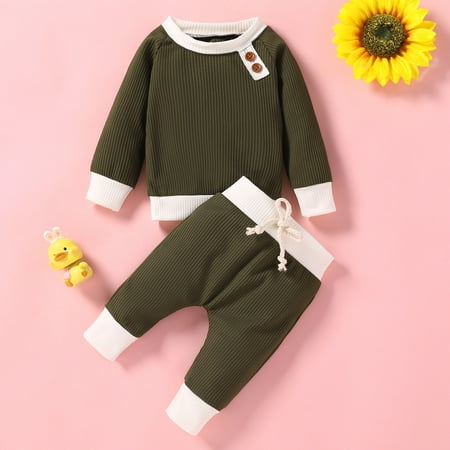 Newborn Baby Girl Boy Fall Clothes Waffle Solid Knit Long Sleeve Button Top Pant Winter Outfits
Newborn Baby Girl Boy Fall Clothes Waffle Solid Knit Long Sleeve Button Top Pant Winter Outfits