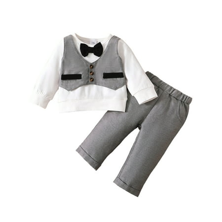 PBaeM Infant Boys Newborn Cotton Gentleman Long Sleeve Dress T-Shirt Pants Two-Piece Set
PBaeM Infant Boys Newborn Cotton Gentleman Long Sleeve Dress T-Shirt Pants Two-Piece Set