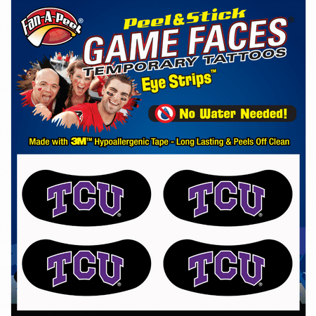 Innovative Adhesives Black Eye Strips Fan-A-Peel / Gamesfaces - 1.75 x .75 Texas Christian / 5 Pack