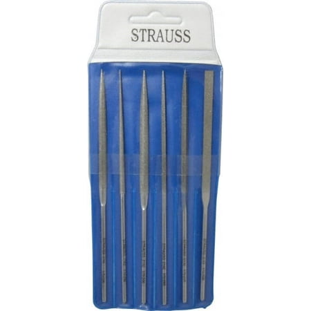 Strauss 6 Pc 5-1/2 Fine Cut Diamond Pattern Needle File Set
