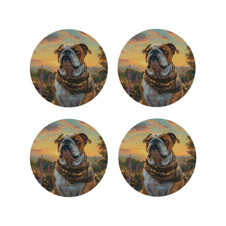 Coasters Set of 4 - Flower Field Cute Bulldog Drink Coasters for Tabletop Protection Leather Coasters for Living Room Decor and Housewarming Gift Round Shape
Coasters Set of 4 - Flower Field Cute Bulldog Drink Coasters for Tabletop Protection Leather Coasters for Living Room Decor and Housewarming Gift Round Shape