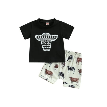 Western Infant Baby Boy Summer Clothes Cow Print Short Sleeve T-Shirt Top Shorts Set Toddler Cowboy Outfit
Western Infant Baby Boy Summer Clothes Cow Print Short Sleeve T-Shirt Top Shorts Set Toddler Cowboy Outfit