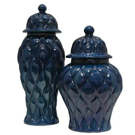 TIC Collection 17-460 Glossy Ceramic Sapphire Jars - Set of 2