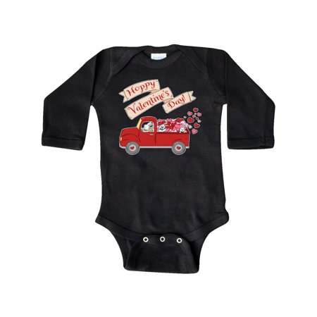 Inktastic Hoppy Valentine s Day Bunny Truck Gift Baby Boy or Baby Girl Long Sleeve Bodysuit
