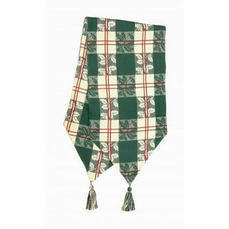 13 x 72 in. Ribbed Table Runner with Tassels Holly