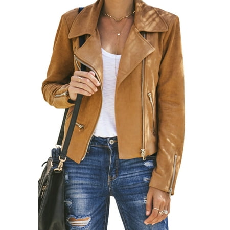 Blibea Short Jackets for Women Irregular Zipper Scrub Faux Leather Moto Biker Jacket Coat
Blibea Short Jackets for Women Irregular Zipper Scrub Faux Leather Moto Biker Jacket Coat