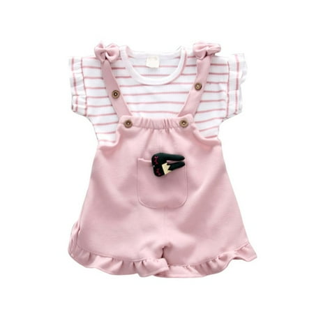 FYCONE Summer Baby Girl Suspenders Suit Suspender Short Pant+ Stripe Short-Sleeved Toddler Girls Shorts T-Shirt Cotton Set
FYCONE Summer Baby Girl Suspenders Suit Suspender Short Pant+ Stripe Short-Sleeved Toddler Girls Shorts T-Shirt Cotton Set