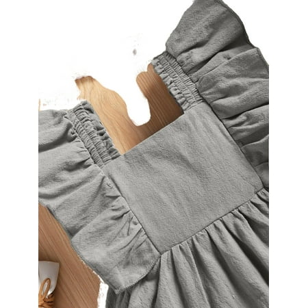Cute Plain Square Neck Smock Sleeveless Grey Baby Dresses (Baby s)