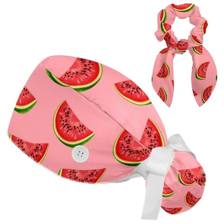 Working Cap with Buttons and Sweatband Scrub Hat Bouffant Caps with Scrunchie Watermelon Tie Back Hats
Working Cap with Buttons and Sweatband Scrub Hat Bouffant Caps with Scrunchie Watermelon Tie Back Hats