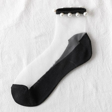 Zedker Socks For Women Fashion Women Mesh Ladies Solid Patchwork Thin Socks Women’s Stockings Clearance