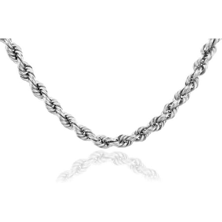 WHITE GOLD CHAINS: ROPE ULTRA LIGHT DIAMOND CUT 10K GOLD CHAIN 2MM : 20