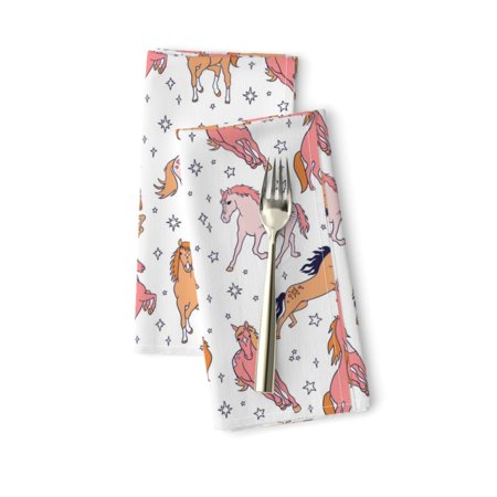 Horse Stars Sparkle Galloping Pony Cotton Dinner Napkins by Roostery Set of 2