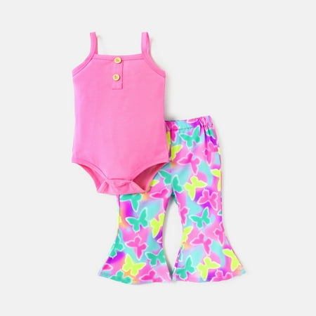 PatPat 2pcs Baby Girl Cotton Button Design Camisole and Butterfly Print Flared Pants Set
PatPat 2pcs Baby Girl Cotton Button Design Camisole and Butterfly Print Flared Pants Set