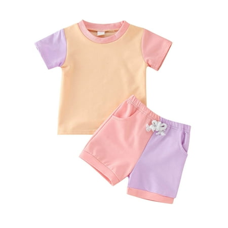 Girl Outfits Summer Short Sleeve Patchwork Color Prints Tops Shorts 2Pcs Suits for Kids
Girl Outfits Summer Short Sleeve Patchwork Color Prints Tops Shorts 2Pcs Suits for Kids