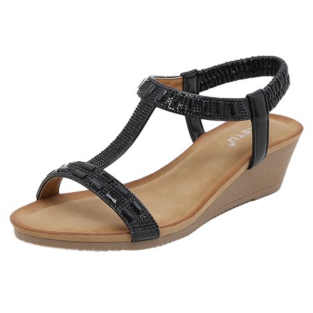 Womens Sandals Fashion Women Summer Elastic Band Rhinestones Casual Open Toe Wedges Soft Bottom Breathable Shoes Sandals Women S Sandals Pu Black 37
Womens Sandals Fashion Women Summer Elastic Band Rhinestones Casual Open Toe Wedges Soft Bottom Breathable Shoes Sandals Women S Sandals Pu Black 37