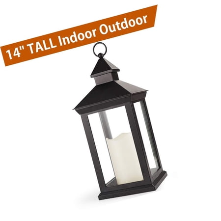 Bright Zeal 14" Tall Vintage Decorative Lantern with LED Pillar Candle - Outd...