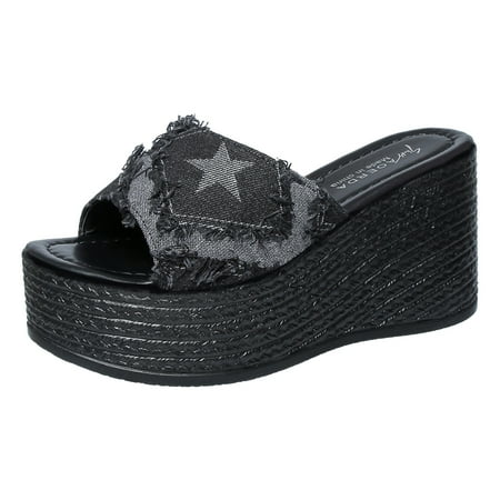 Women Casual Retro Old Star Fabric Thick Bottom Beach Large Size Slope Heel Sandals Slippers
Women Casual Retro Old Star Fabric Thick Bottom Beach Large Size Slope Heel Sandals Slippers