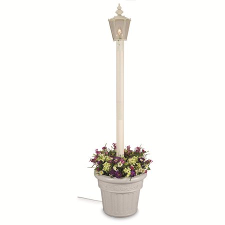 Cambridge Electric Lantern Planter - White Texture Finish & Granite Resin Colored Planter Base-Number of Electri