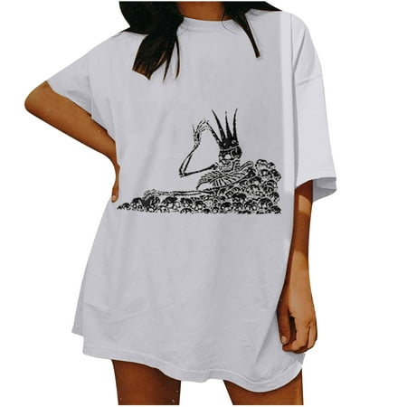 Plus Size Tops for Women Womens Shirts Woman Ladies Dropped Shoulder Sleeves Distressed Retro Skull Print Loose Fit Short Sleeve Top Nursing Tank Tops Savings Clearance Black Corset Top White M
Plus Size Tops for Women Womens Shirts Woman Ladies Dropped Shoulder Sleeves Distressed Retro Skull Print Loose Fit Short Sleeve Top Nursing Tank Tops Savings Clearance Black Corset Top White M