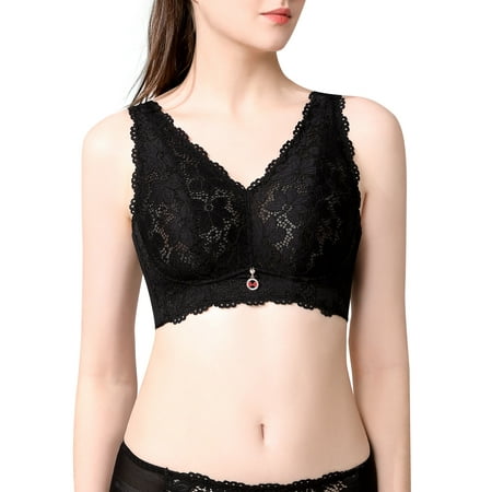 OWSOO Women Lace Bra See through No Underwire Thin Plus Size Bras