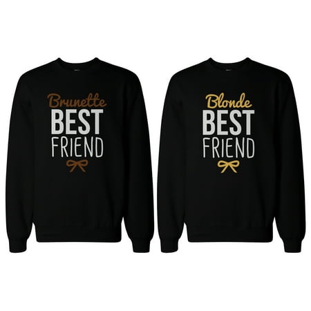 Cute Brunette and Blonde Best Friend Matching BFF Pullover