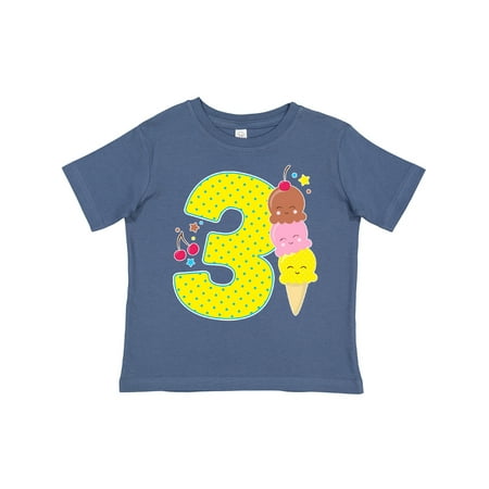 

Inktastic Ice Cream Third Birthday Blue Gift Toddler Boy or Toddler Girl T-Shirt