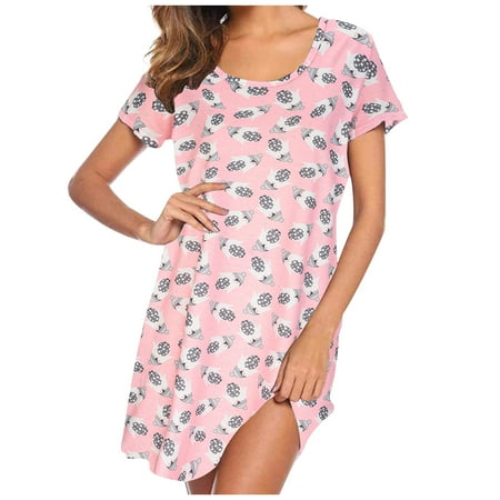 Summer Nightgowns for Women Casual Soft Crewneck Short Sleeves Pajamas Dress Cute Print Night Shirts Sleepwear
Summer Nightgowns for Women Casual Soft Crewneck Short Sleeves Pajamas Dress Cute Print Night Shirts Sleepwear