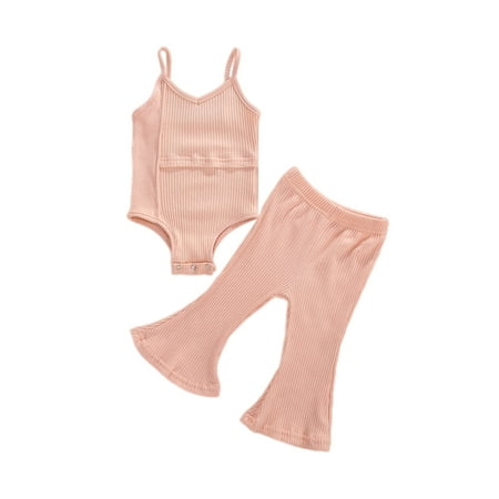 Canrulo Newborn Toddler Baby Girl Knitted Outfits Ribbed Sleeveless Strap Romper Top+Flared Pants 2Pcs Set Pink 18-24 Months
Canrulo Newborn Toddler Baby Girl Knitted Outfits Ribbed Sleeveless Strap Romper Top+Flared Pants 2Pcs Set Pink 18-24 Months