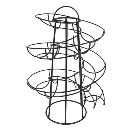 Modern Iron Spiral Egg Storage Roller Rack Keeper Space Saver 24 Eggs Black