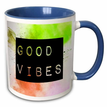 3dRose GOOD VIBES - Two Tone Blue Mug 11-ounce