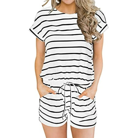 ANRABESS Women s Summer Stripes Jumpsuit Round Neck Casual Loose Short Sleeve Rompers Pajamas with Pockets baiheitiao-XL BYF-33
ANRABESS Women s Summer Stripes Jumpsuit Round Neck Casual Loose Short Sleeve Rompers Pajamas with Pockets baiheitiao-XL BYF-33