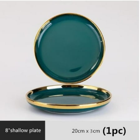 Gilt Rim Green Ceramic High End Porcelain Dinnerware