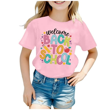 Toddler Girl Short Sleeve Tee Shirt Kids Back To School Graphic Short Sleeve Round Neck Tee Bright & Comfortable For Boys & Girls 8-9 Years
Toddler Girl Short Sleeve Tee Shirt Kids Back To School Graphic Short Sleeve Round Neck Tee Bright & Comfortable For Boys & Girls 8-9 Years
