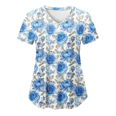 Sksloeg Flower Printed Stretch Scrubs Top Comfortable Easy Fit Lightweight Durable Soft Stretch rose Pattern V-Neck Scrub Top With Pockets Light blue XXL
Sksloeg Flower Printed Stretch Scrubs Top Comfortable Easy Fit Lightweight Durable Soft Stretch rose Pattern V-Neck Scrub Top With Pockets Light blue XXL