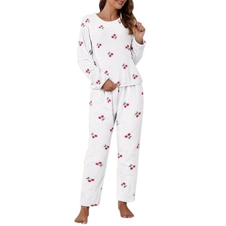 ZMHEGW Sleepwear For Women Lingerie Casual Pajamas Sets Coral Long Sleeve Tops And Long Pants Cherry Printing Two Piece Set
ZMHEGW Sleepwear For Women Lingerie Casual Pajamas Sets Coral Long Sleeve Tops And Long Pants Cherry Printing Two Piece Set