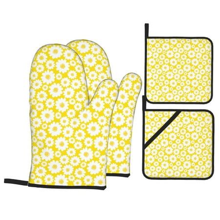 Oven Mitts and Pot Holders 4 Piece Beautiful Daisies Flowers High Heat Slip Resistant Oven Mitt and Trivets Set Kitchen Oven Glove Pot Holders for Cooking Baking Grilling
Oven Mitts and Pot Holders 4 Piece Beautiful Daisies Flowers High Heat Slip Resistant Oven Mitt and Trivets Set Kitchen Oven Glove Pot Holders for Cooking Baking Grilling