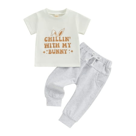 Arvbitana 3M 6M 12M 18M 24M 3T Toddler Baby Boys Pants Set Short Sleeve Letter Print T-shirt and Elastic Waist Trousers 2Pcs Outfits Infant Casual Easter Clothes
Arvbitana 3M 6M 12M 18M 24M 3T Toddler Baby Boys Pants Set Short Sleeve Letter Print T-shirt and Elastic Waist Trousers 2Pcs Outfits Infant Casual Easter Clothes
