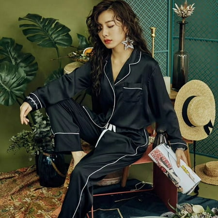 CoCopeaunt Summer Pyjamas Satin Silk Women Pajamas Sets Pijamas Mujer Cute Cat Femme Long Sleeve Sleepwear Female Homewear Home Service
CoCopeaunt Summer Pyjamas Satin Silk Women Pajamas Sets Pijamas Mujer Cute Cat Femme Long Sleeve Sleepwear Female Homewear Home Service