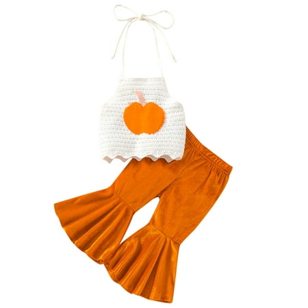 CenturyX Toddler Infant Baby Girl Halloween Outfits Pumpkin Halter Crop Top+Velvet Flared Pants Set My 1st Halloween Clothes 2Pcs Outfits Orange 6-12Months
CenturyX Toddler Infant Baby Girl Halloween Outfits Pumpkin Halter Crop Top+Velvet Flared Pants Set My 1st Halloween Clothes 2Pcs Outfits Orange 6-12Months
