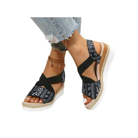 Colisha Women Wedges Elastic Wedge Sandals Summer Platform Sandal Party Anti-Slip Casual Shoes Peep Toe Espadrille Shoe Black 9
Colisha Women Wedges Elastic Wedge Sandals Summer Platform Sandal Party Anti-Slip Casual Shoes Peep Toe Espadrille Shoe Black 9