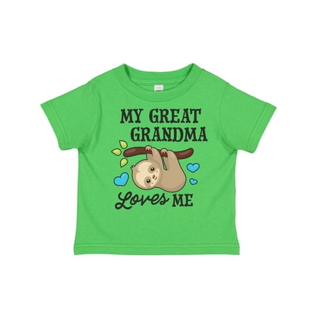 Inktastic My Great Grandma Loves Me with Sloth and Hearts Gift Toddler Boy or Toddler Girl T-Shirt