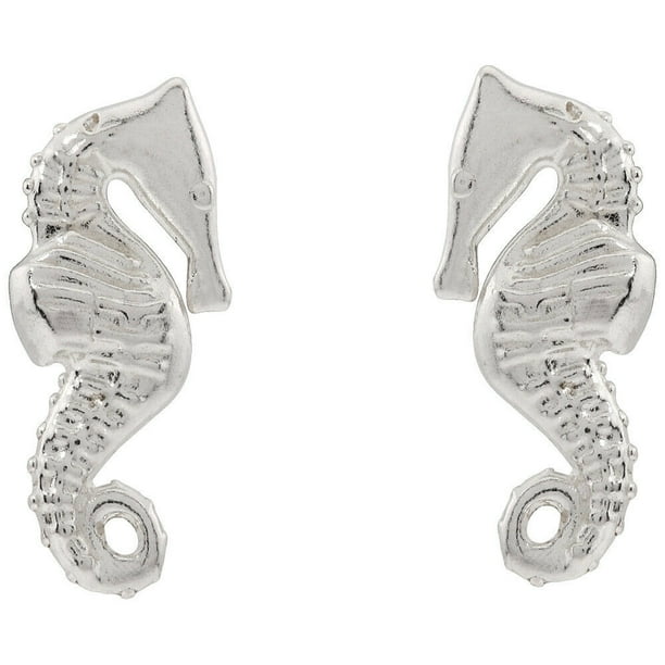 Alex and Ani Seahorse Sterling Silver Post Earrings