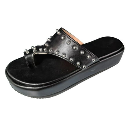 Cathalem Ladies Fashion Summer Solid Color Leather Metal Nail Decorative Open Toe Thick Sole Sandals Black 39
Cathalem Ladies Fashion Summer Solid Color Leather Metal Nail Decorative Open Toe Thick Sole Sandals Black 39