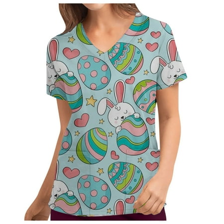 Ozmmyan Womens Tops Easter Day Scrubs for Women Blouse For Women Women Easter Day Uniform Working Clothing Print V Neck Short Sleeve Tops With Pocket
Ozmmyan Womens Tops Easter Day Scrubs for Women Blouse For Women Women Easter Day Uniform Working Clothing Print V Neck Short Sleeve Tops With Pocket
