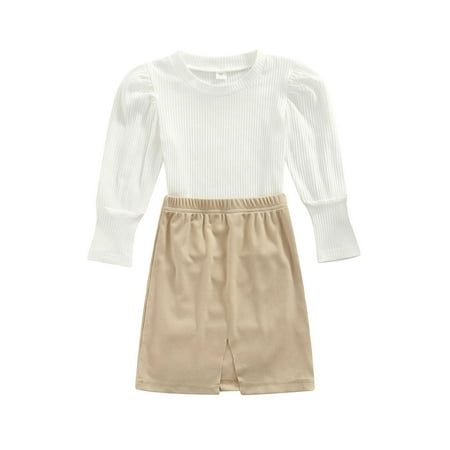 Fanvereka Spring/ Autumn Girl’s Solid Color Puff Sleeve Tops and Split Mid-length Skirt Set
Fanvereka Spring/ Autumn Girl’s Solid Color Puff Sleeve Tops and Split Mid-length Skirt Set