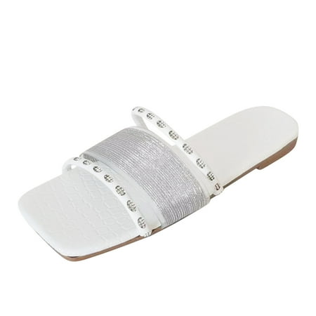 House Slippers For Women Ladies Fashion Summer Leather Rhinestone Decorative Square Toe Open Toe Flat Beach Sandals
House Slippers For Women Ladies Fashion Summer Leather Rhinestone Decorative Square Toe Open Toe Flat Beach Sandals