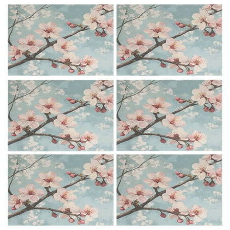 Ryvnso Placemats Set of 6 Blooming Cherry Flowers Dining Mats Heat-Resistant Non-Slip Washable Table Mat 
Ryvnso Placemats Set of 6 Blooming Cherry Flowers Dining Mats Heat-Resistant Non-Slip Washable Table Mat